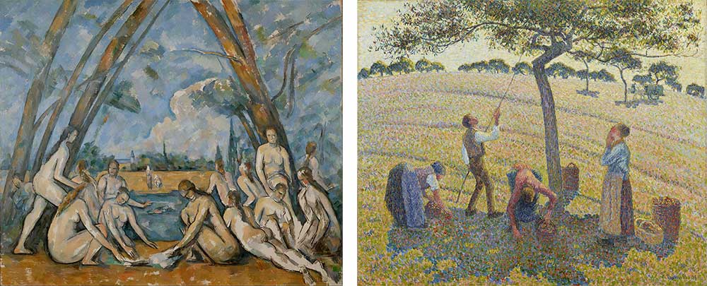 Cezanne's Large Bathers and an example of Pissarro's pointillism
