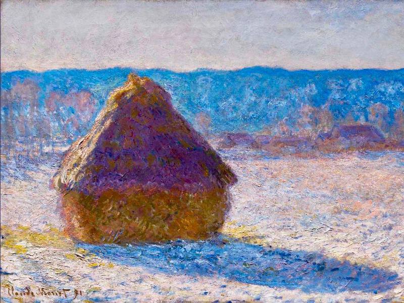 Monet's Haystack, Morning Snow Effect