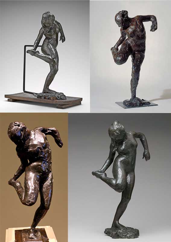 The four versions of Dancer Looking at the Sole of Her Right Foot