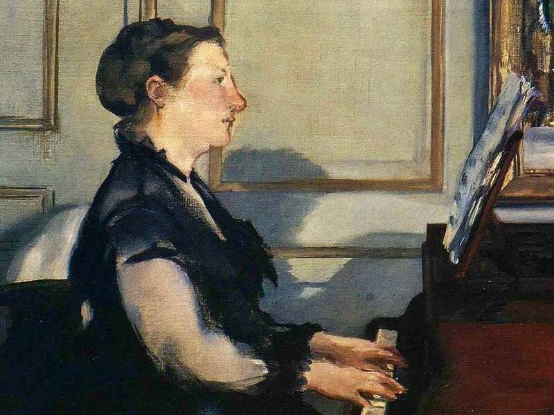 Manet's painting of his wife, Suzanne, playing the piano.