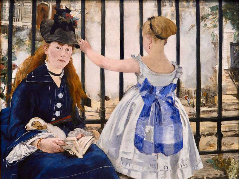 Note the use of clear edges and the colour black in Manet's The Railway Station (1872-3)