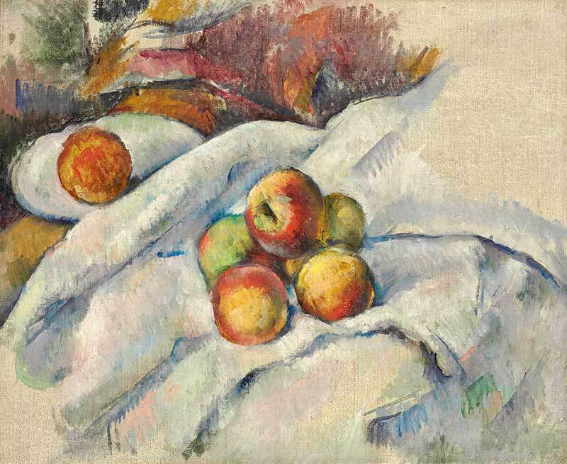 Cezanne's Apples on a Cloth is typical of his still life output