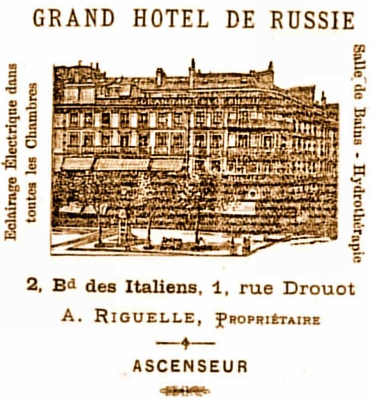 A surviving advert for the Grand Hotel de Russie