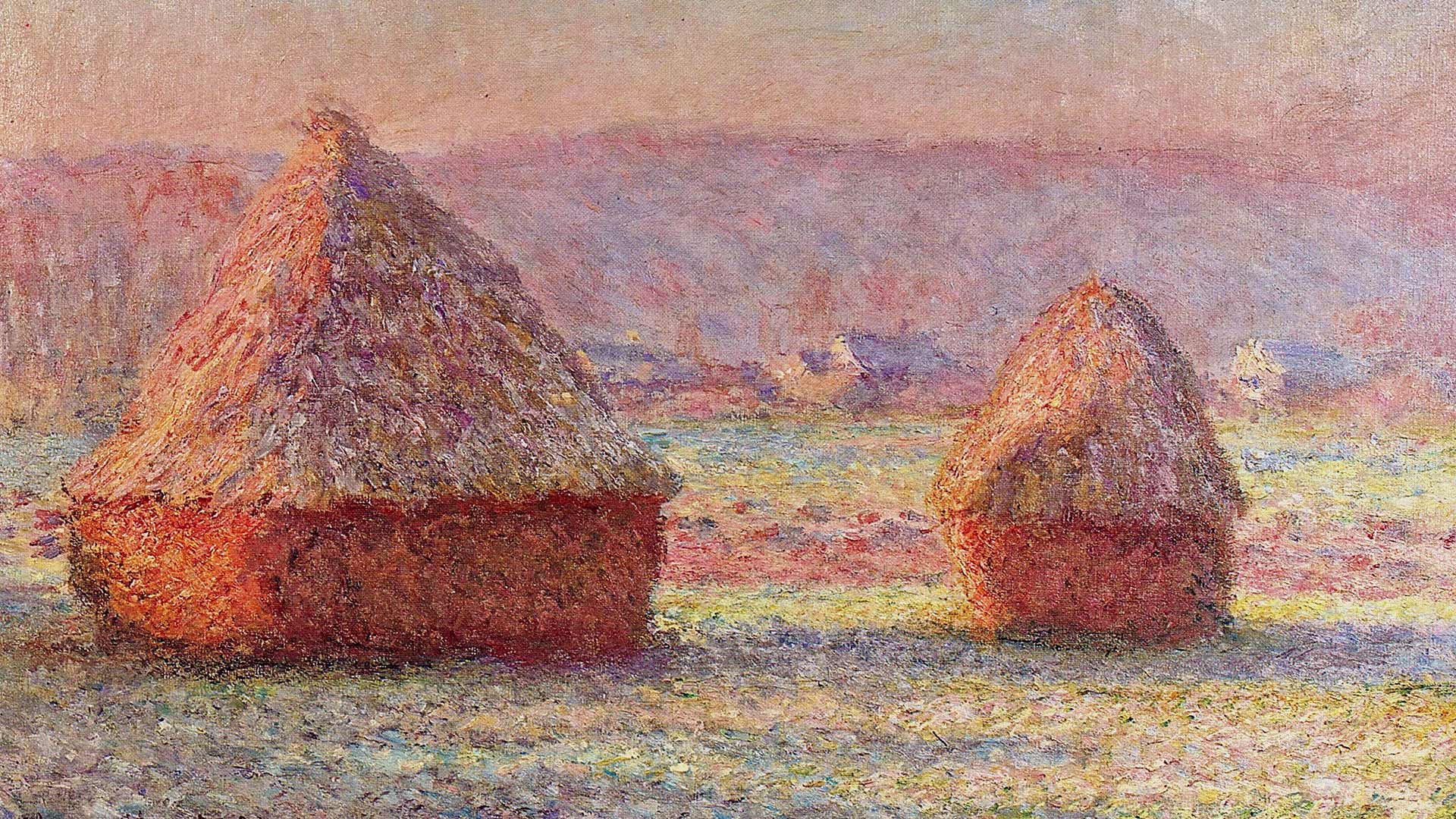 Monet's Grainstacks, White Frost Effect