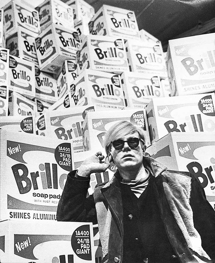 Andy Warhol in 1968, promoting one of his pop-art exhibitions