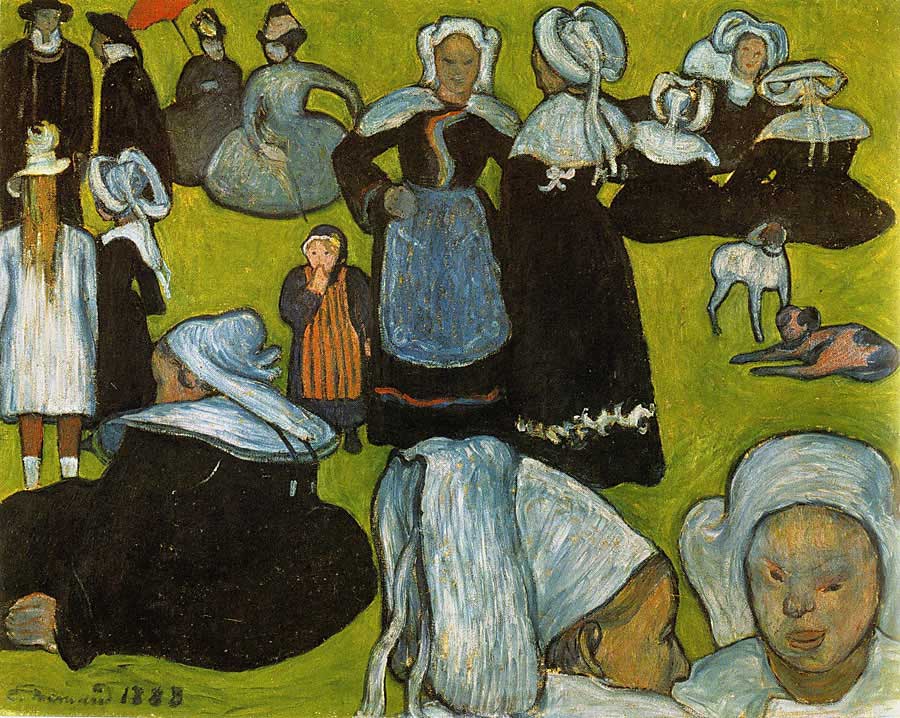 Bernard's Breton Women in Green Pasture (1888)