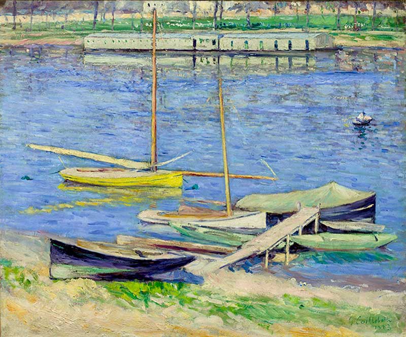 Caillebotte's Boats Moored on the Seine