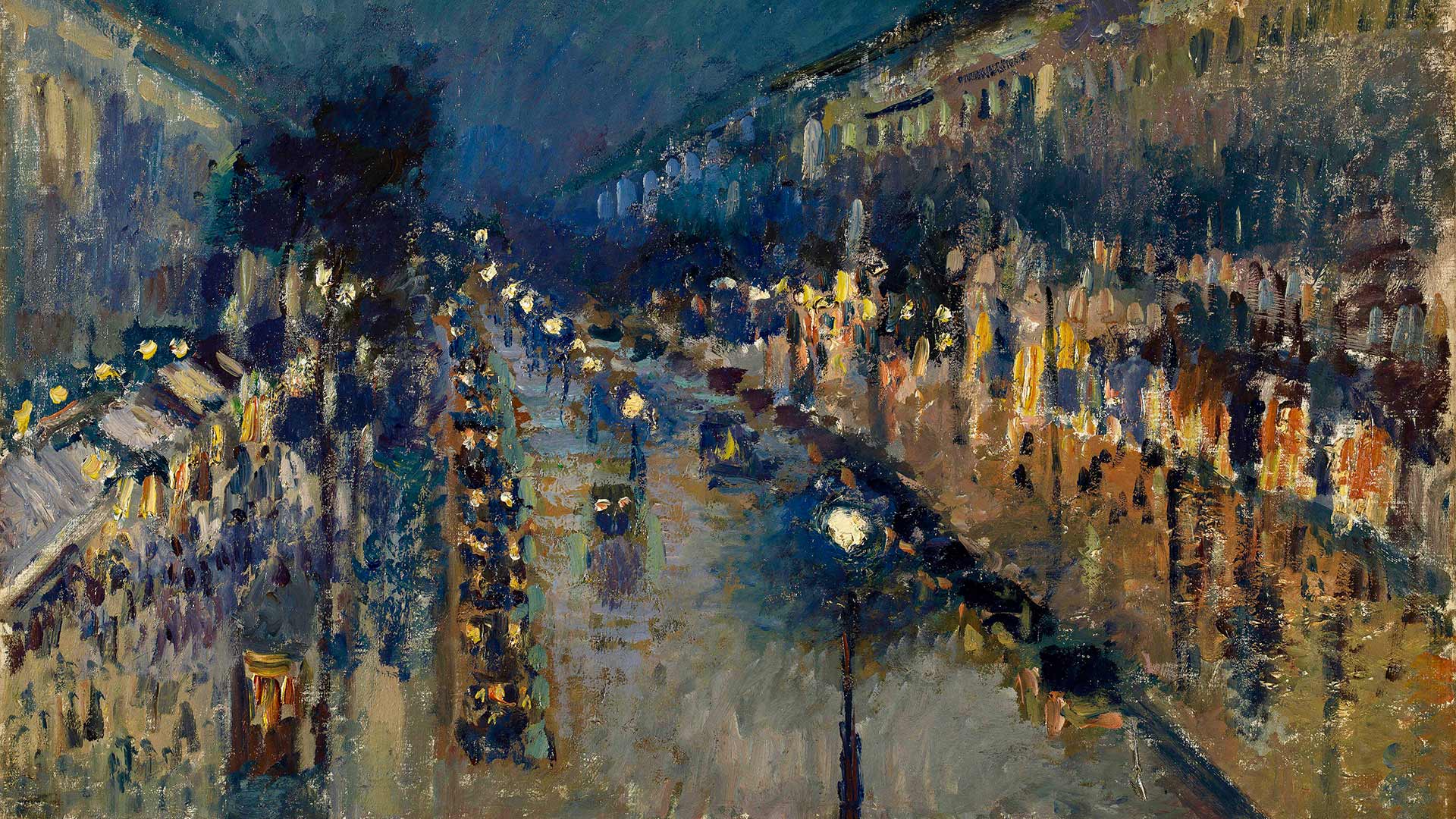 Pissarro's Boulevard Montmartre at Night Zoom background