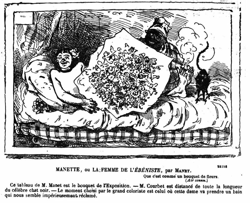 A cartoon lambasting Manet's Olympia