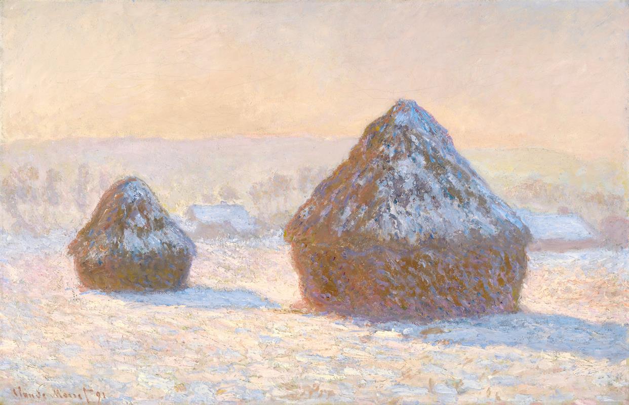 Monet's Wheatstacks, Snow Effect, Morning