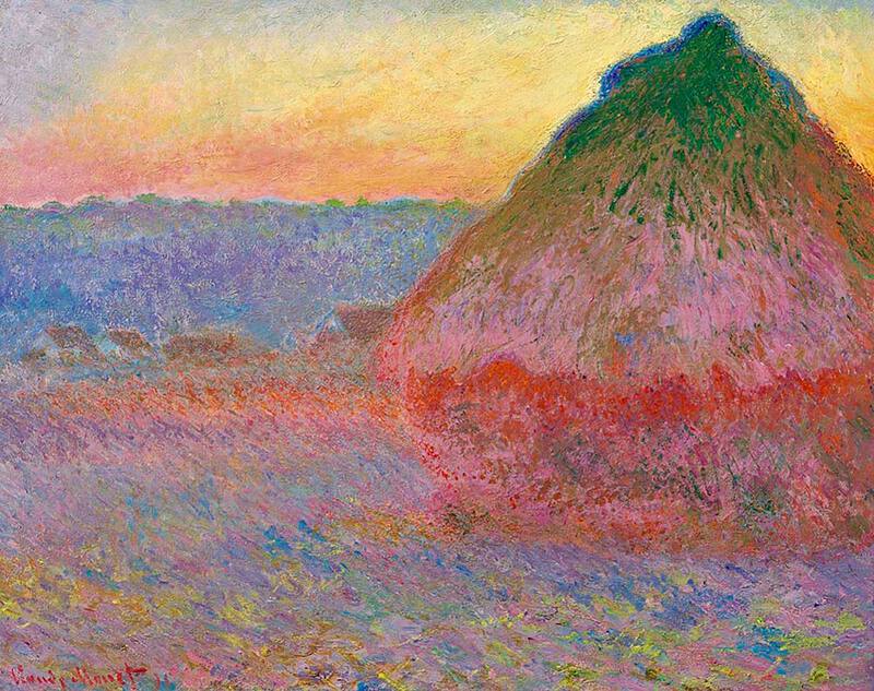 Monet's bold use of colours can be seen in his Haystacks series