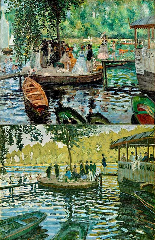 Renoir (top) and Monet (bottom) painted the same scene at the Frogpond.