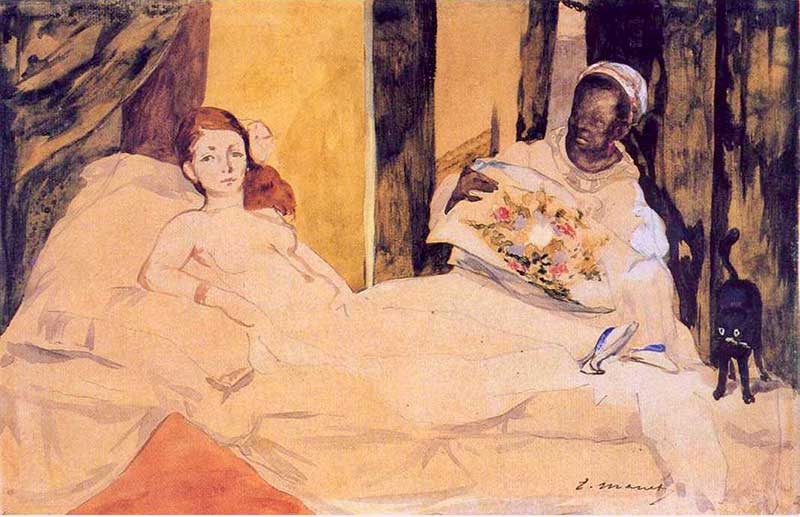 A watercolour study Manet produced for Olympia