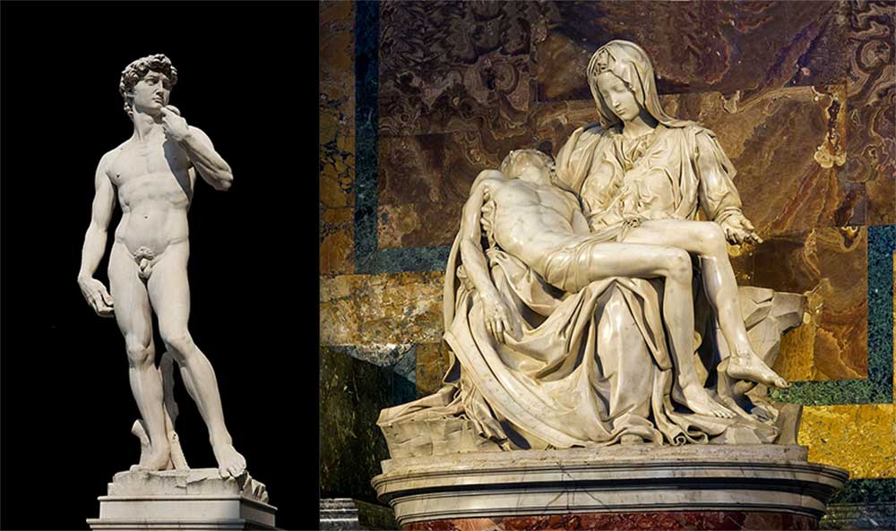 Michelangelo's David and The Piety (Pieta)