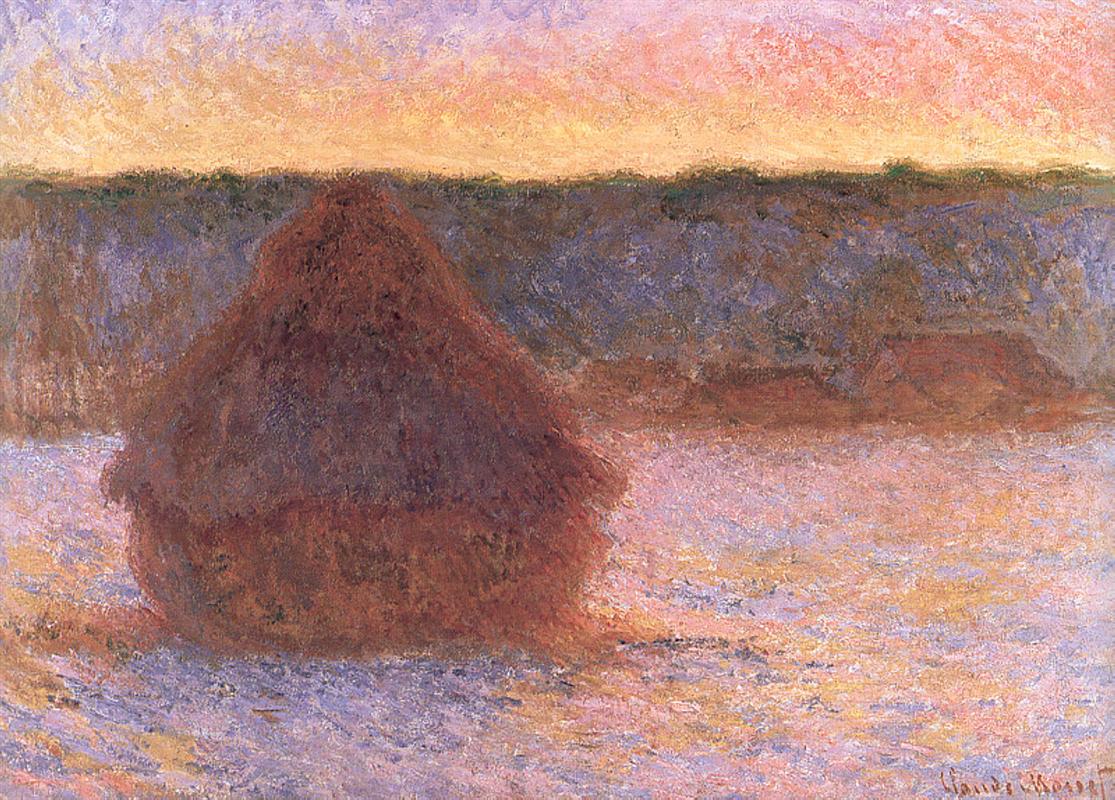 Monet's Haystacks at Sunset Frosty Weather