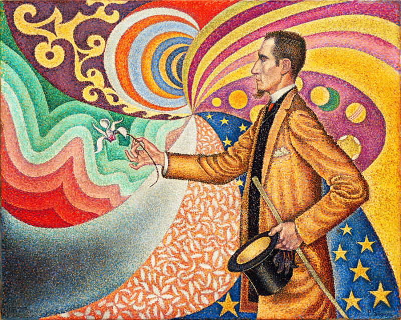 'Portrait of Félix Fénéon' by Signac in 1890, currently at Museum of Modern Art, New York