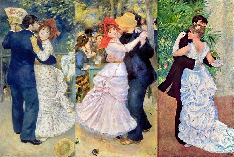 Renoir's three dance scenes from 1883 side-by-side