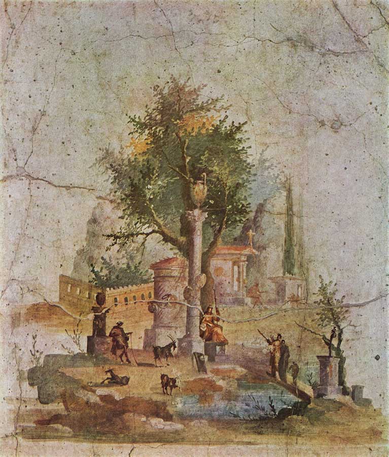 One of the few remaining Roman landscape paintings