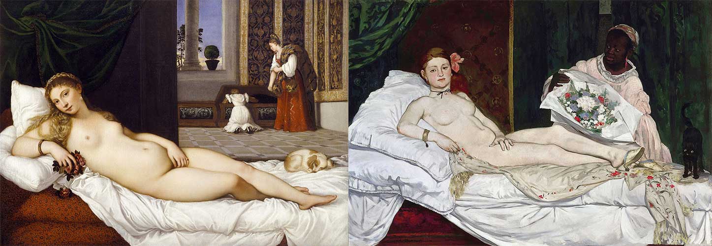 A comparison of Titian's Venus of Urbino and Manet's Olympia