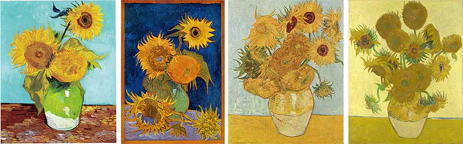 The four versions of van Gogh's Sunflowers