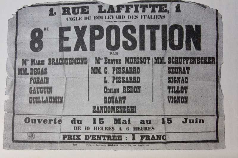 The newspaper advertisement for the Eighth Impressionist Exhibition.