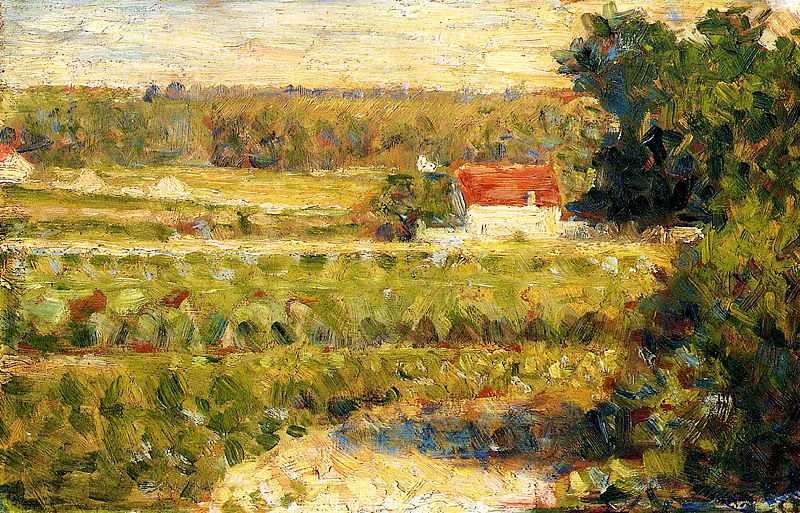 'House with Red Roof' by Seurat, 1883, currently in private collection
