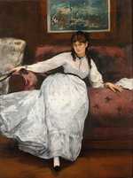 'The Rest, portrait of Berthe Morisot' was created in 1870 by Edouard Manet in Impressionism style