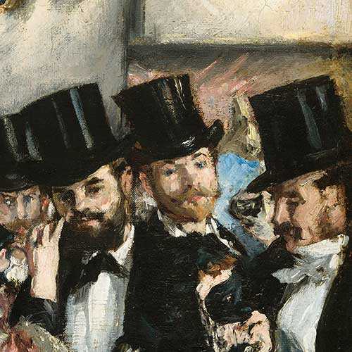 A Manet self-portrait is found on the right hand side of the painting.