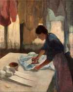 'Woman Ironing', by Edgar Degas, begun c. 1876, completed c. 1887, purchased by Georges Durand-Ruel [1866-1931]. The painting probably remained in the Durand-Ruel family collection from Georges' death in 1931 until at least 1947, when it was exhibited at the Durand-Ruel Gallery in New York.