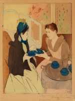 'Afternoon Tea Party', printed by Mary Cassatt in 1890-1891