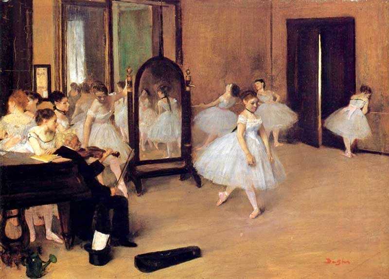 Degas' Dancing Class, this time with the ballerinas surrounding an elderly violinist.