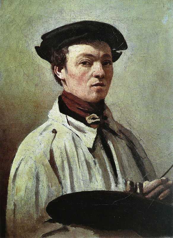 Self-portrait of Jean-Baptiste Camille Corot with a palette in hand