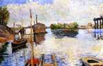 'Paris, Ponton des Bains Bailet' by Signac in 1885, currently in private collection