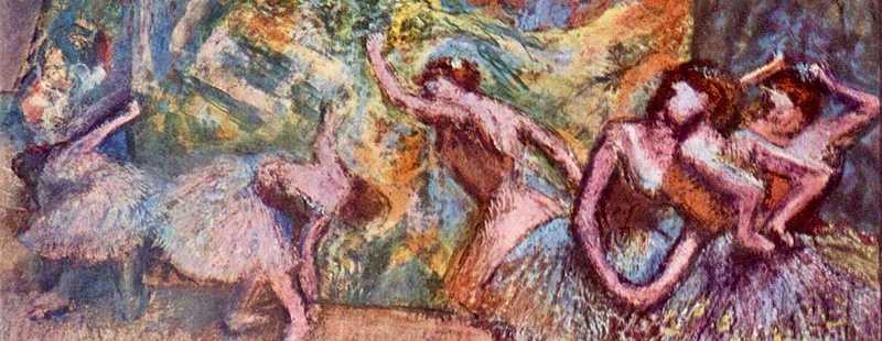 A colourful pastel of Edgar Degas' Ballet Dancers.