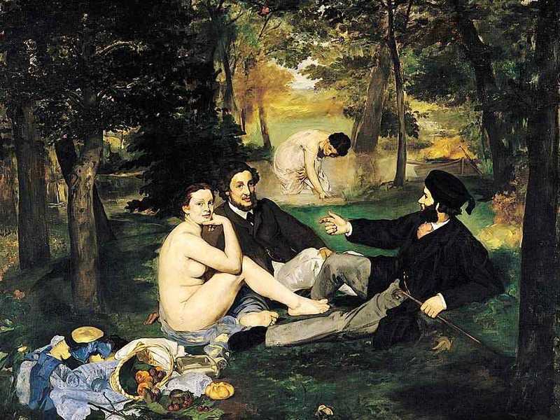 Manet's Luncheon on the Grass (Dejuner sur l'herbe) was shown at the Salon de Refuses in 1863. Like Olympia, shown two years later, it was roundly rejected by art critics and the public.