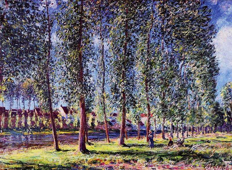 Lane of Poplars at Moret by Alfred Sisley, 1888, private collection