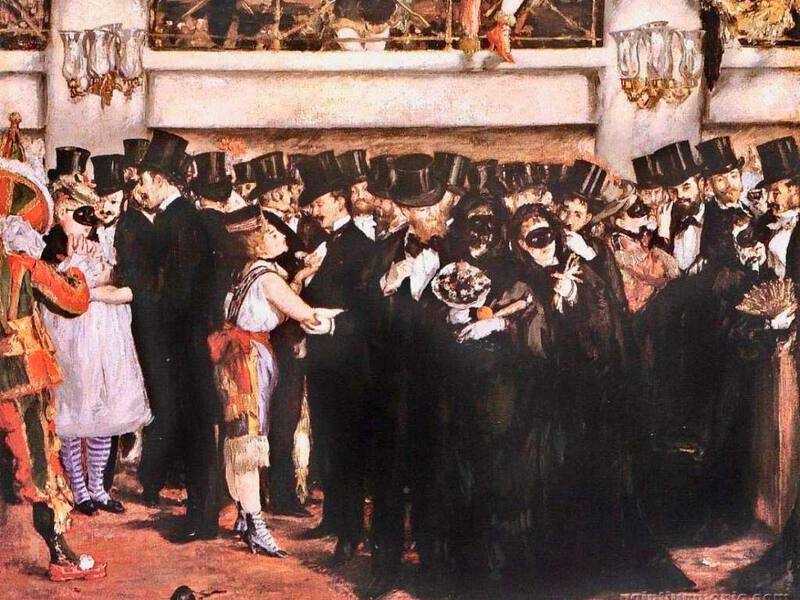Edouard Manet's Ball at the Opera is a painting of a high society occasion of low morals.