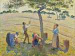 Harvest of apples, a work by Pissarro and his own take on Pointillism.