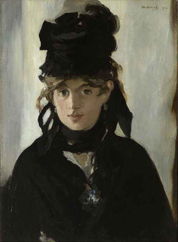 Berthe Morisot with a Bouquet of Violets (in mourning for her father) painted by Édouard Manet in 1872