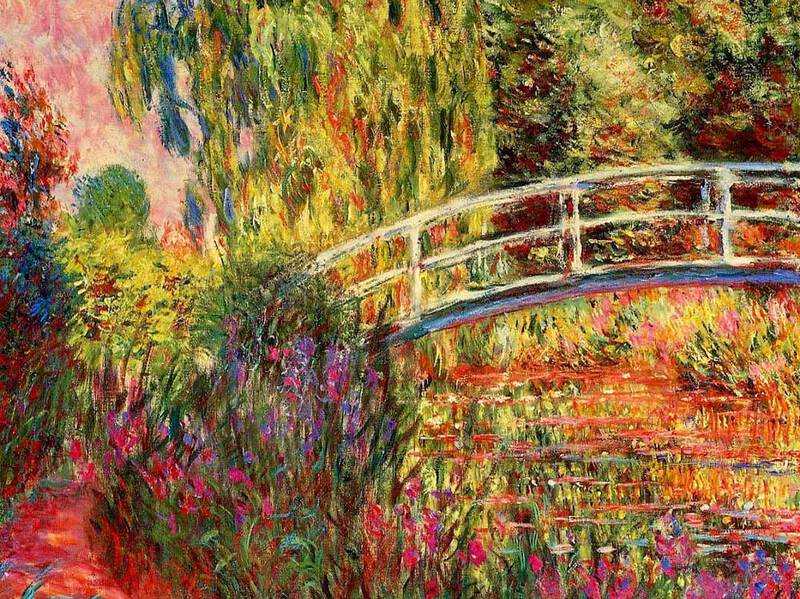 The Japanese Bridge in Claude Monet's water lily garden at Giverny