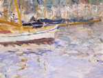 Note the wide brush strokes and shimmering water in Morisot's The Harbour at Nice (1881-2).