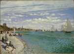 Monet’s 1867 painting ‘Regatta at Sainte-Adresse’, with the same landscape as Boudin’s ‘The Meuse at Dordrecht’ painted in 1882