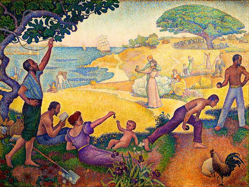 'In the Time of Harmony: the Golden Age is not in the Past, it is in the Future' by Signac in 1893–95, currently at Mairie de Montreuil, Paris