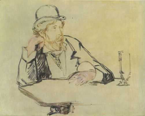 A sketch of Edouard Manet of George Moore in a cafe