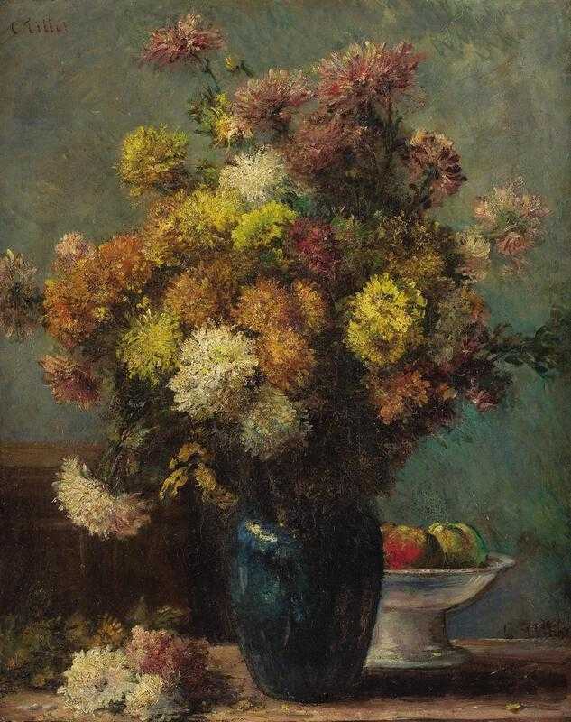 Flowers in a Blue Vase by Charles Tillot. A newcomer to the Impressionist group.