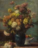 Flowers in a Blue Vase by Charles Tillot