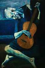 'The Old Guitarist' by Picasso in 1903, Chicago Art Institute