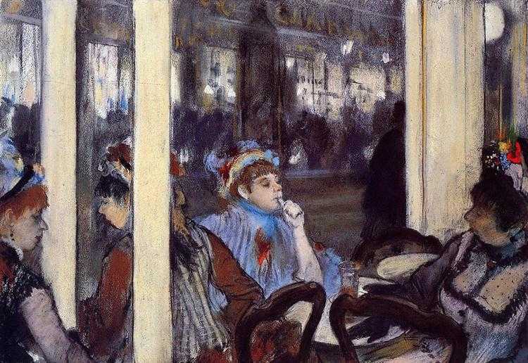 Women on a Cafe Terrace, Evening, Edgar Degas (1876-77)