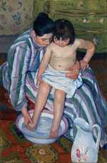 'Children Bath' by Mary Cassatt is one of the many examples for Impressionists painting what they saw around them.