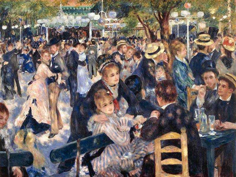 Renoir's La Moulin de la Galette is all about young people flirting, dancing and having fun.